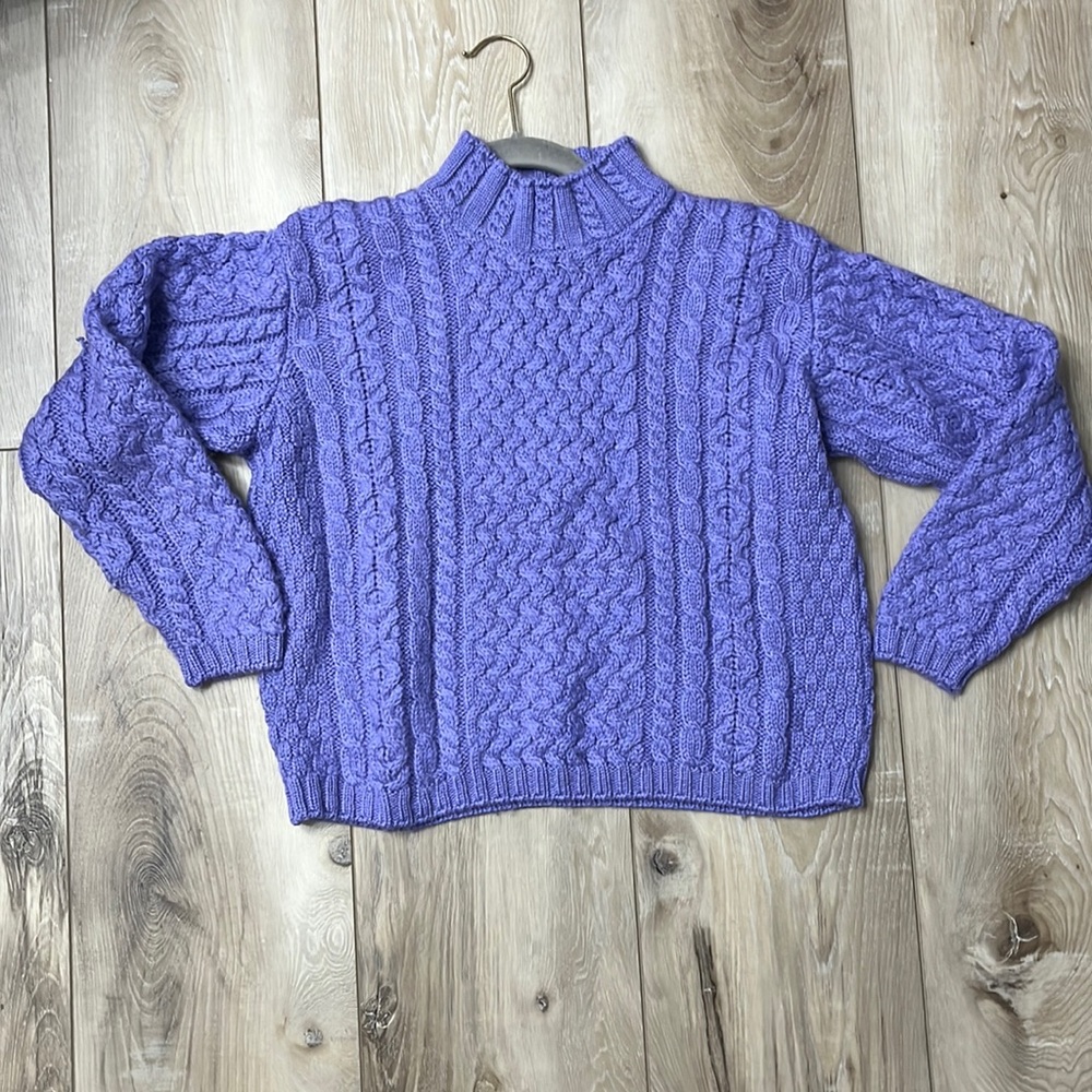 CALLAN Lavender Merino Wool Cable Sweater Lilac Size Small